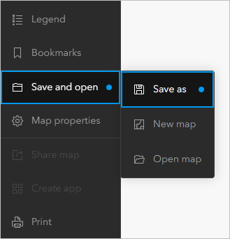 Save and open menu