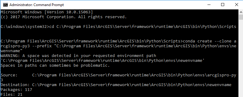 Clone the server's default Python environment.
