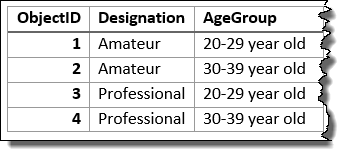 طبقة المدخل الملخصة باستخدام حقلي التخصيص والمجموعة العمرية