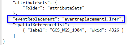 The eventReplacement section of