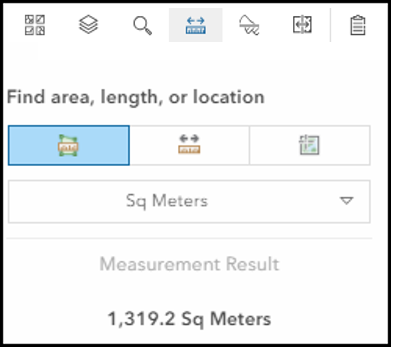 Verwenden Sie das Werkzeug "Messen", um einen Ort zu suchen oder eine Fläche oder Länge zu messen.
