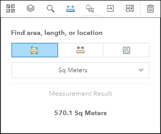 Verwenden Sie das Werkzeug "Messen", um einen Ort zu suchen oder eine Fläche bzw. Länge zu messen.