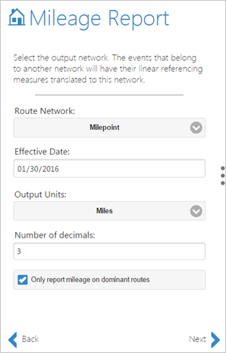 Calculate mileages for dominant routes.