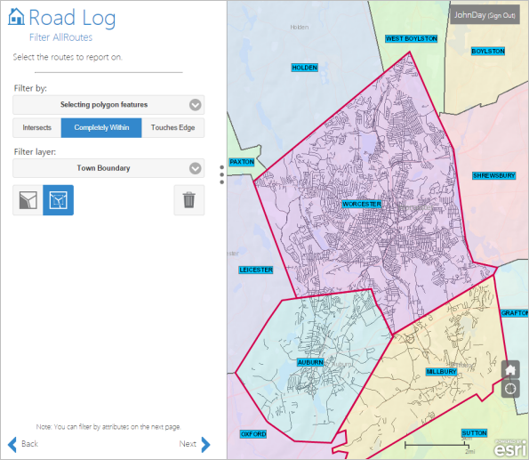 Select routes that intersect multiple town boundaries