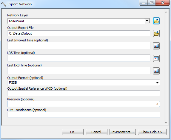 Export Network geoprocessing tool