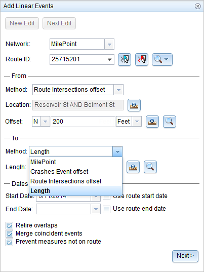 To Method Length selection