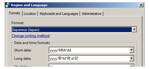 Dialogfeld "Region und Sprache" in Internet Explorer