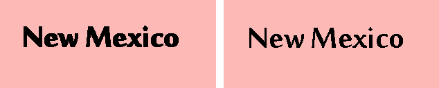 Die Version "Faux Bold" einer Schriftart in ArcMap (links) und die tatsächliche, in einem Karten-Service dargestellte Schriftart ohne Eigenschaften des Typs "Faux" (rechts)