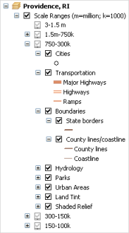 ArcMap-Entwurf in mehreren Maßstäben für eine Grundkarte