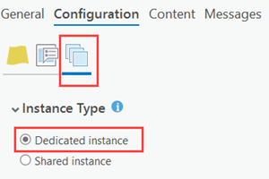 Für Feature-Layer mit aktivierter Versionsverwaltung muss eine dedizierte Instanz in der ArcGIS-Server-Site verwendet werden.