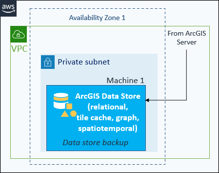 Data Store vom Typ "relational", Data Store vom Typ "Kachel-Cache", Big Data Store vom Typ "spatiotemporal" oder Graph Store auf einer EC2-Instanz, die mit einer vorhandenen ArcGIS GIS Server-Site konfiguriert wurde