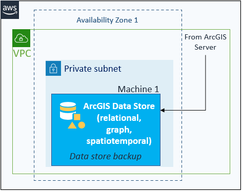 Data Store vom Typ "relational", Data Store vom Typ "Kachel-Cache", Big Data Store vom Typ "spatiotemporal" oder Graph Store auf einer EC2-Instanz, die mit einer vorhandenen ArcGIS GIS Server-Site konfiguriert wurde