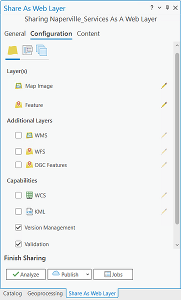 Capabilities section with Version Management and Validation checked Capabilities section with Version Management and Validation checked