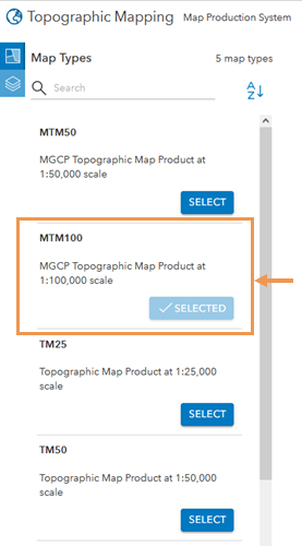 Map Types pane with the MTM100 map type selected