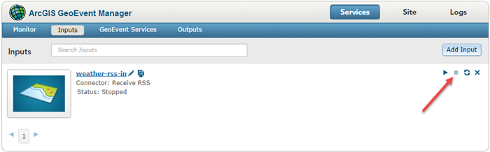 Individually start, stop, and restart inputs, outputs, and GeoEvent Services from the Monitor page in GeoEvent Manager