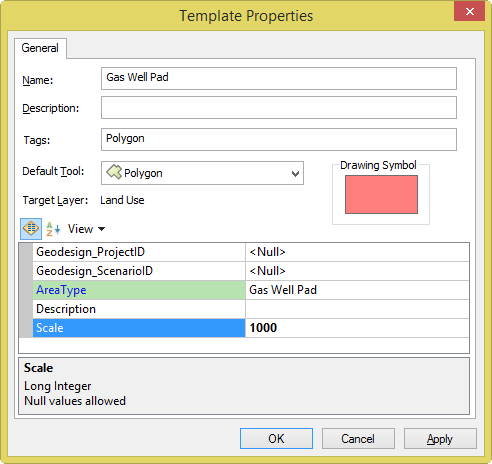 Set a default value on the Template Properties dialog box.