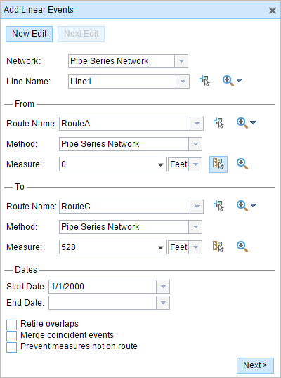 Using the route and measure method