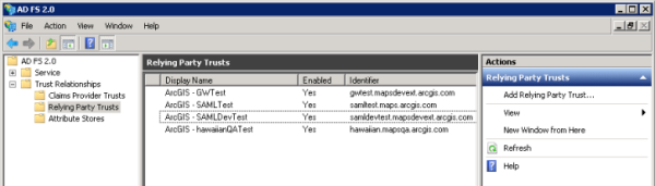 AD FS management console