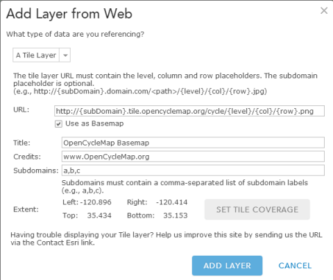 Completed Add Layer from Web