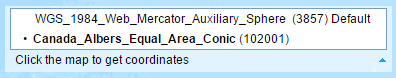 Select another coordinate system on the list