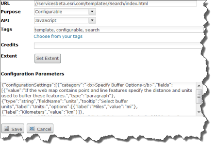 Item details page with Configuration Parameters field