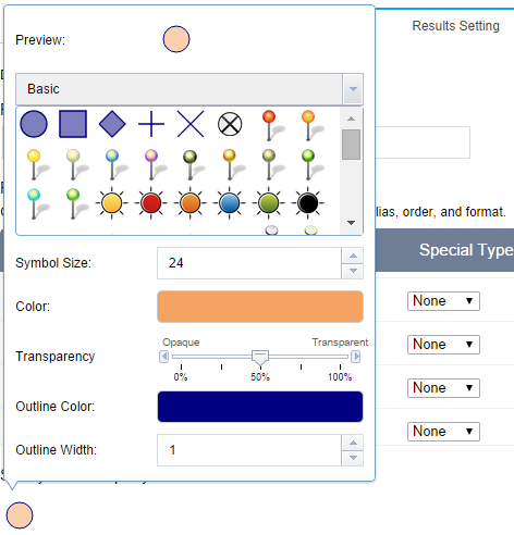 Set results symbol