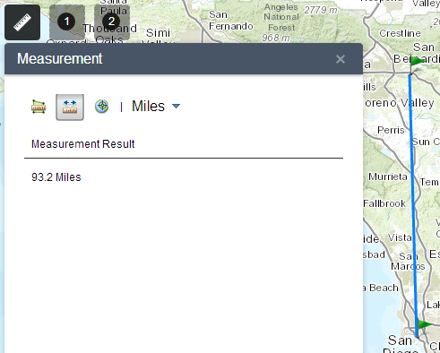 Polyline measurement result with geometry on map