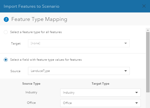 Feature type mapping in Scenario Importer