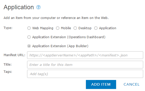 App Builder extension dialog box