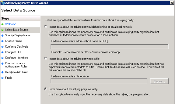 Enter data manually