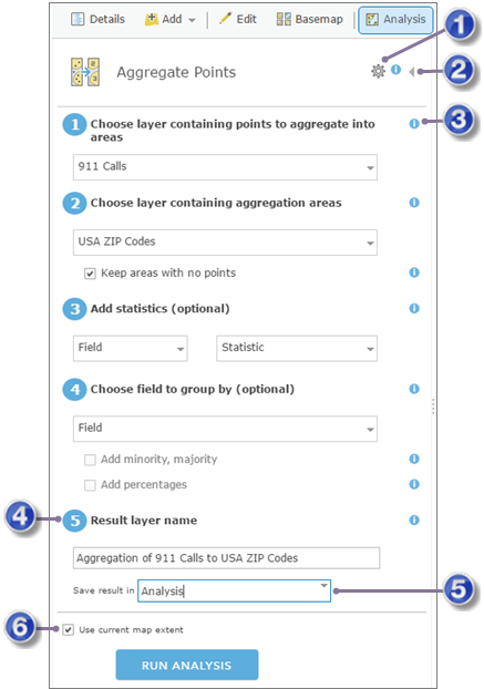 Aggregate Points tool pane