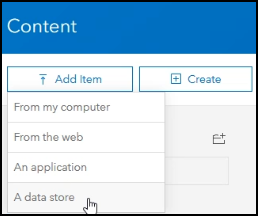 Add the cloud store as a data store item in the portal.