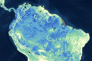 Map of soil moisture in South America