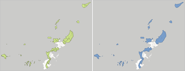 Dissolved Boundaries for municipalities in Kyushu, Japan