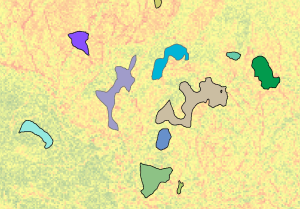 Regions displayed over a cost surface