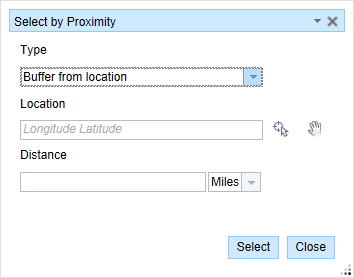 Select by Proximity: Buffer from location