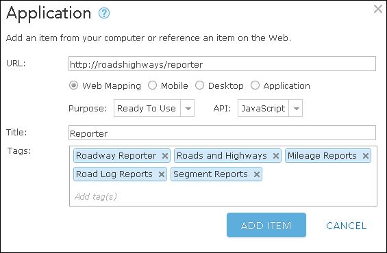 Registering the Roadway Reporter application