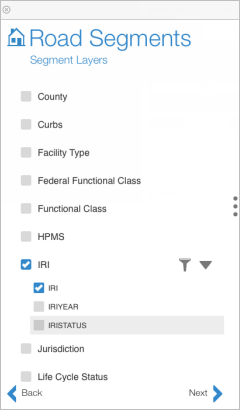 Filtering attributes for selected layers