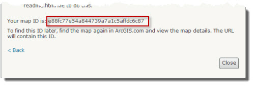 Map ID displayed in ArcGIS.com