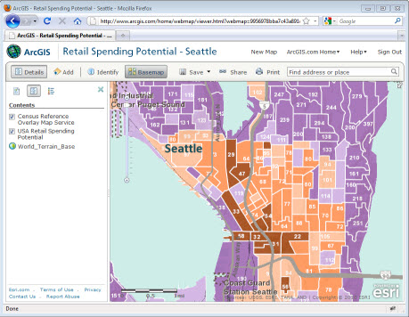Example of a web map in ArcGIS.com