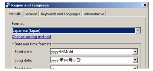 Region and Language dialog box in Internet Explorer