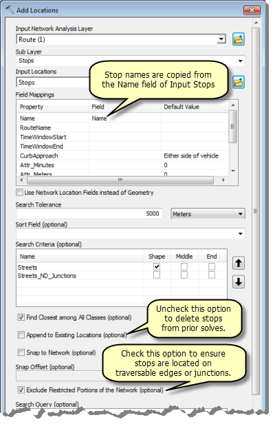 Adding stops