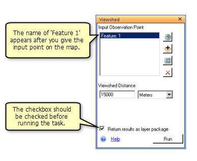 Viewshed dialog box