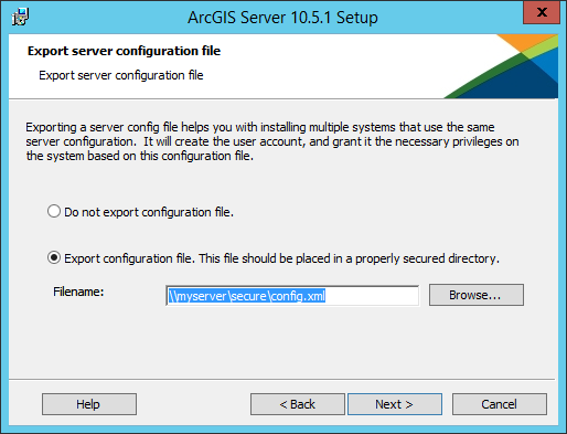 Export a server configuration file