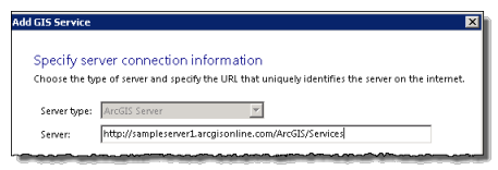 The Add GIS Service dialog box