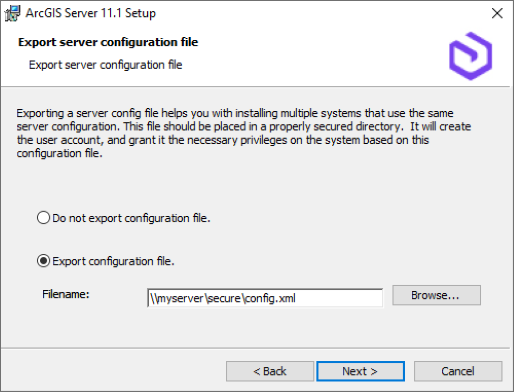 Export a server configuration file.