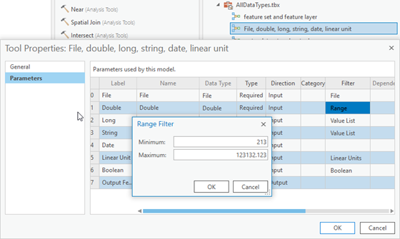 Setting a parameter's range filter