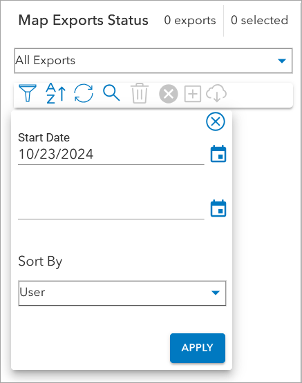 Date range and sort by options