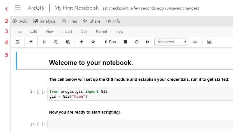 Captura de pantalla del editor de notebooks