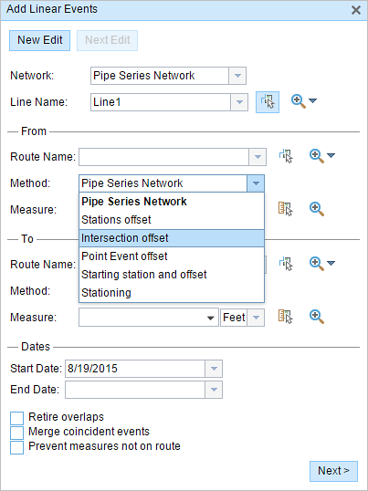 Choosing the intersection offset method